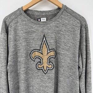 NFL Saints Team Apparel Gray Long Sleeve Shirt Mens Large Athleisure‎ Stretch